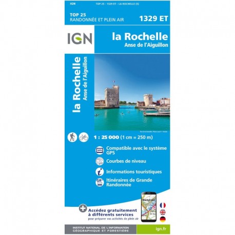Carte IGN Top 25 La Rochelle et Anse de l'Aiguillon